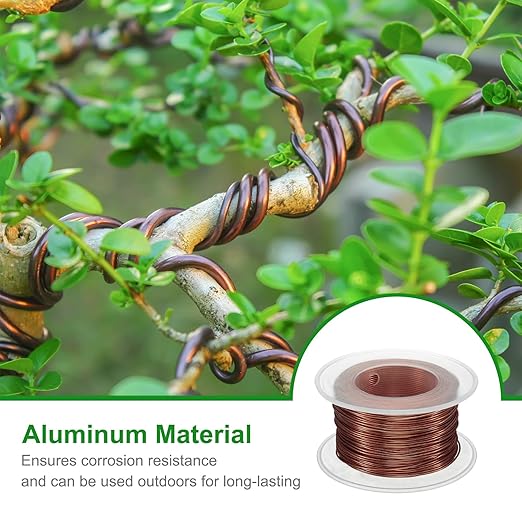 HARFINGTON Bonsai Wire Anodized Aluminum Training Wire Roll 0.8mm Gauge 98ft Length Bendable Bonsai Tree Kit for Garden, Horticulture, Landscape, Planting, Copper