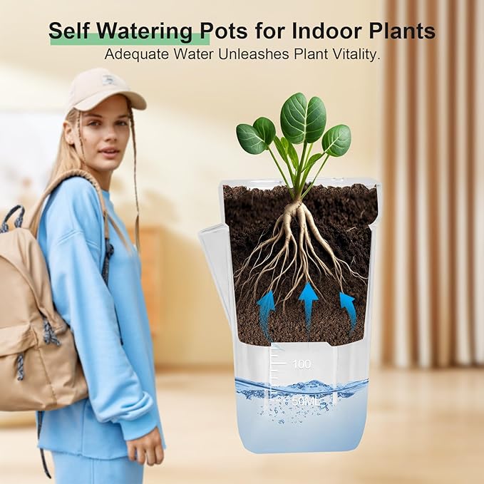24 Pack 2.5" Small Self Watering Pots for Indoor Plants, Clear Plant Pots with Drainage & Water Level, Semi Hydroponic Pots for Propagation, African Violet, Cutting and Succulents
