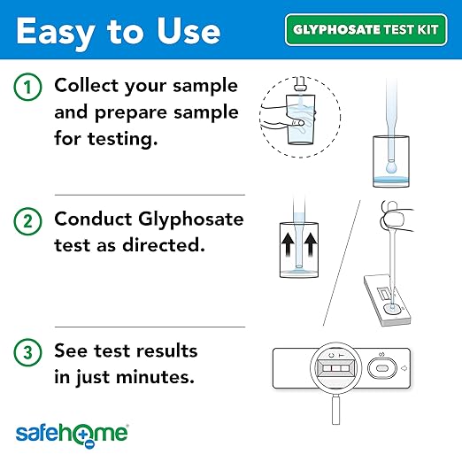 Safe Home DIY Glyphosate Test Kit - Detect Toxic Herbicide in Water, Soil, Fruits, Vegetables, and More - 5 Minute Test to 200 PPB - (1 Pack)