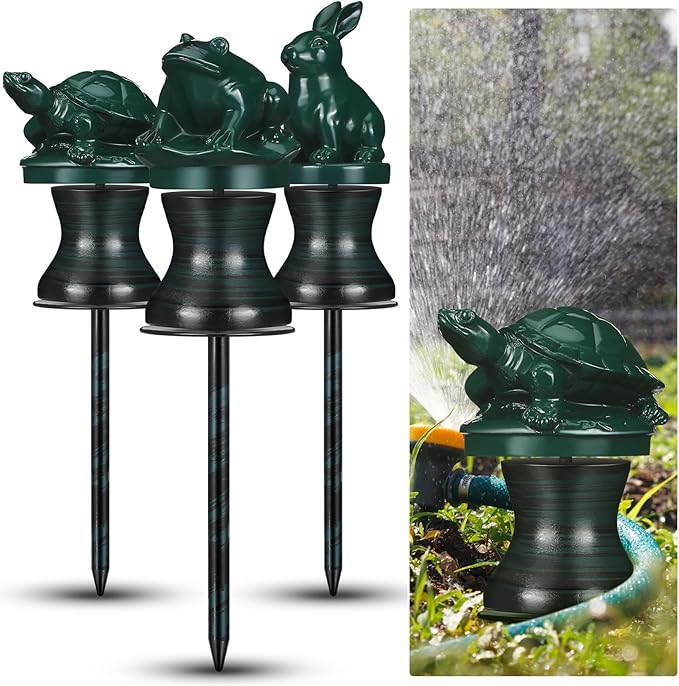 Tandefio 3 Pcs Garden Hose Guide Stake 12 Inch Heavy Duty Metal Water Hose Guard Roller Guide Decorative Garden Stake Spike for Flower Bed Plant Protection Outside Yard Lawn