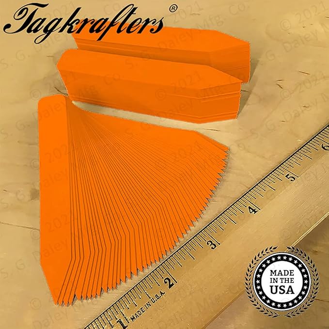4" x 5/8" Orange Premium Pot Stakes - 300 Pcs - Plastic Plant Tags and Labels - Nursery Garden Tree Labels Waterproof Writeable | Made in The USA |