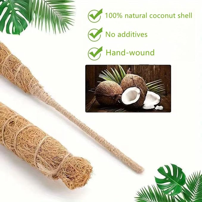 Moss Pole,47 Inch Monstera Plant Support, Upgraded 7mm Aluminum core Moss Poles for Climbing Indoor Plants DIY, Coco Coir Plant Pole Moss Plant Stick Support Stake Kit for Potted Plants Pothos