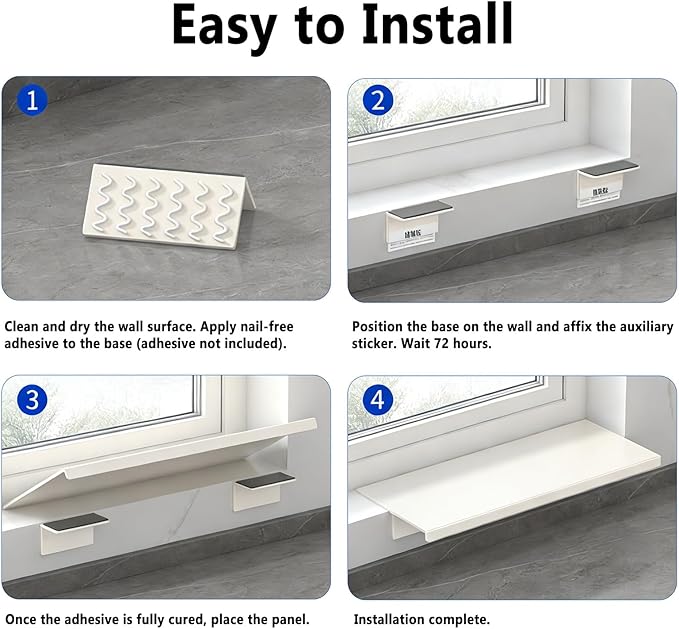 Window Sill Plant Shelf for Balcony, Waterproof Carbon Steel Windowsill Extender Plate, Kitchen Extension Table Magnetic White(10x20in/25x50cm)