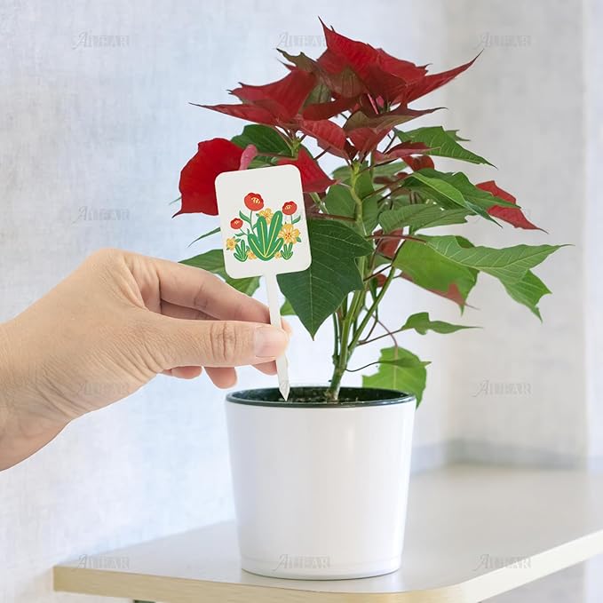 AUEAR, 10 Pack Sublimation Plant Label Stakes Tree Tags MDF Garden Markers for Outdoor Signs 4 x 1.5 Inch