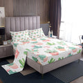 Feelyou Cute Cactus Bed Sheet Set for Girls Kids Bedroom Twin Size Boho Succulent Sheets Set Tropical Botanical Pattern Bedding Set Watercolor Pastel Pink Green Decor