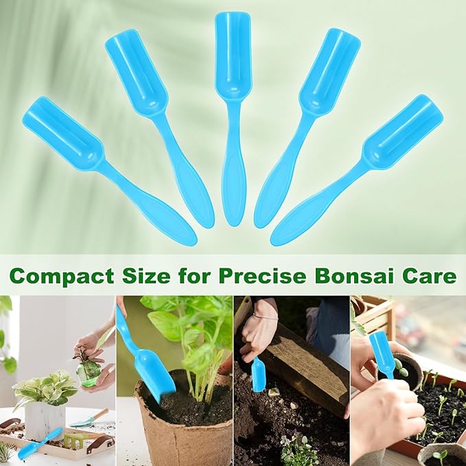 M METERXITY 20-Pack Mini Gardening Shovel Spoons, Plastic Garden Soil Scoops for Cultivation Digging Transplanting/Flower Planting/Plant Succulent, Colorful Small Gardening Tools [Blue]