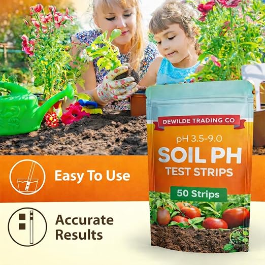 Soil pH Paper Test Kit – 50 Tester Strips (3.5-9 Range) – Use for Testing Garden Home Lawn Grass Vegetable Gardening Dirt Yard Compost Outdoor and Indoor Plants, Green