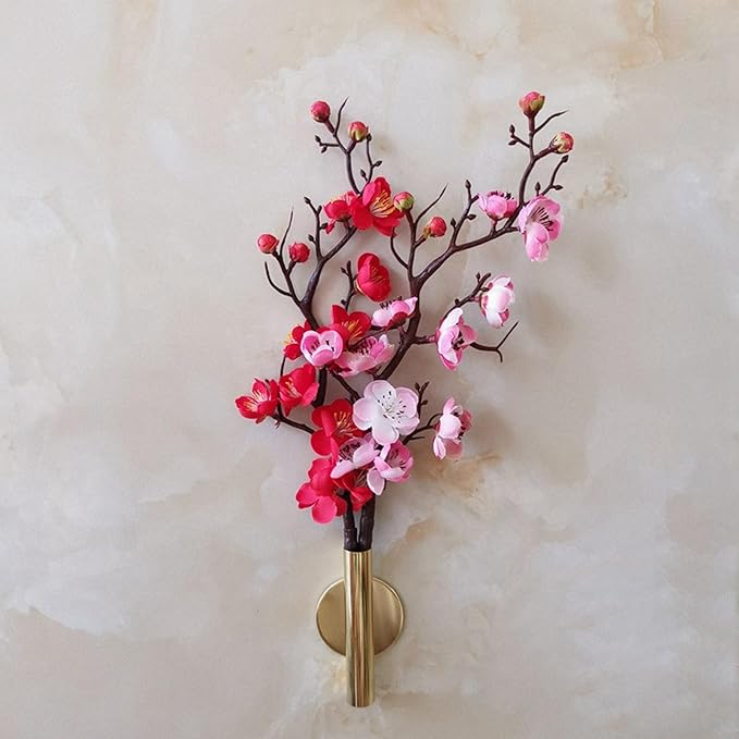 AIM & GGKK Wall Planters,4 Pcs Wall Mounted Metal Hanging Plant Holder for Indoor Small Gold Boho Flower Vase Tube for Modern Home Decor Display Art Bedroom Bathroom Living Room