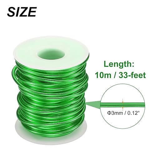 HARFINGTON Bonsai Wire Anodized Aluminum Training Wire Roll 3mm/9 Gauge 33ft Length Bendable Bonsai Tree Wire for Garden, Horticulture, Landscape, Planting, Green