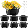EBOOT 6 Pcs 9.8 Inch Wall Hanging Planters Pots for Indoor Plants Fence Plastic Flower Planters Outdoor with S Hooks for Balcony Rails (Dark Coffee)