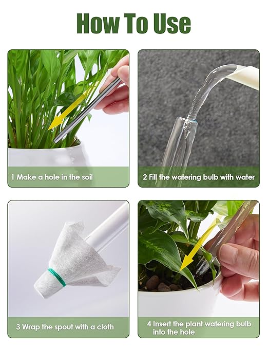Tomorotec Iridescent Glass Self Watering Globes 6-Pack (3 Large+3 Small), Decorative Hand-Blown Rainbow Glass Watering Bulbs, Automatic Irrigation for Indoor & Outdoor Plants, Easy to Use and Maintain
