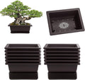 LANIAKEA 12 Pack Bonsai Pot with Trays 6.5 Inch Nursery Pots with Drainage Plastic Bonsai Training Pots for Home Furnishings Décor Flower Nursery Brown