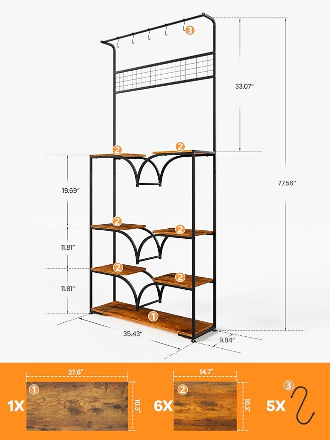 Plant Stand Indoor with Grow Lights - 78" Tall Metal Plant Rack with Adjustable Shelf, Large Flower Shelf for Living Room, Corner Display