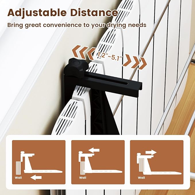 Tangkula Portable Clothes Drying Rack, Extendable Radiator Clothes Airer with Robust Aluminum Frame for Balcony Railings Windowsill, Folding Towel Rack for Indoor & Outdoor Use (Large)