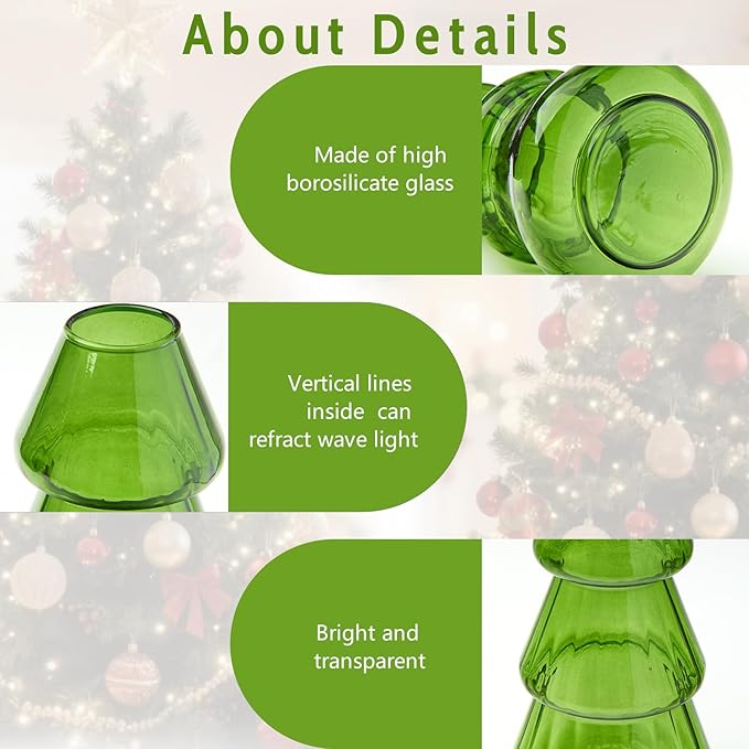 XXXFLOWER 3Pcs Tree-Shaped Glass Planter Christmas Tree Decorations for Tabletop Hydroponics Home Office Garden Green Propagation Station Vase for Flowers Gifts for Plant Lovers（Plant NOT Included）