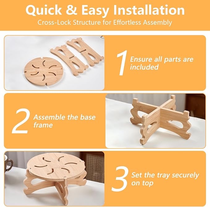 2Pc Plant Stand Indoor,Natural Bamboo Plant Stand Indoor,No Screws Required Stable Outdoor Plant Pot Stand for 5-15 lnch Pots,Mid-Century Modern Plant Stool for Living Room, Balcony, Office