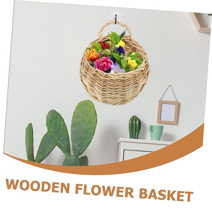 2pcs Woven Hanging Planter Basket Decorative Wall Hanging Flower Storage Baskets for Home Decor Space Saving for Indoor Plants Flowers Rustic Style for Kitchen Living Bathroom