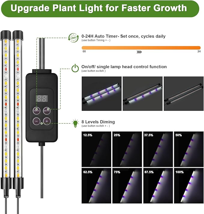60-Cell Self-Watering Seed Starter Tray with Grow Light, Indoor Seed Starting Kit Trays with Heat Mat, Adjustable Brightness Plant Germination Trays Growing Kit with 4.13" Humidity Dome for Seeds Grow
