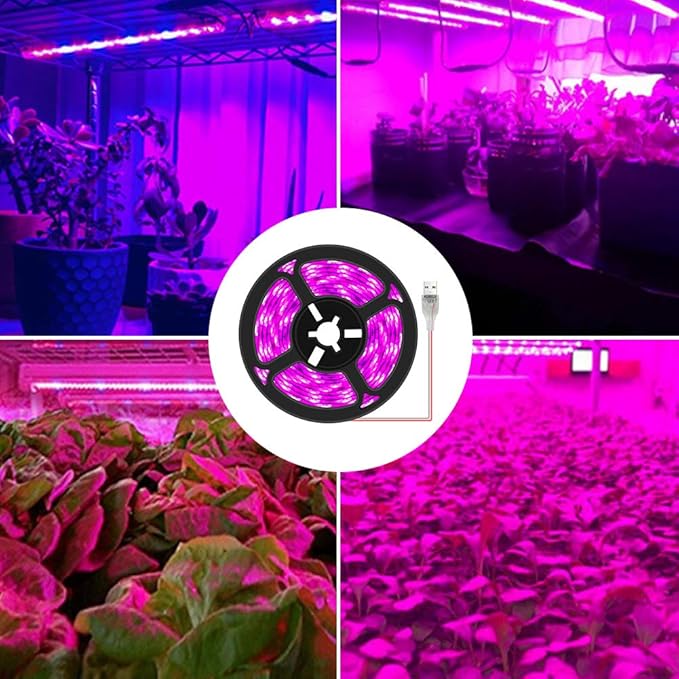 Plant Grow Light Strip 2835 SMD IP66 Waterproof Full Spectrum LED Light for Indoor Plants, Greenhouse, Aquarium, Garden, Flowers & Veg - USB Interface