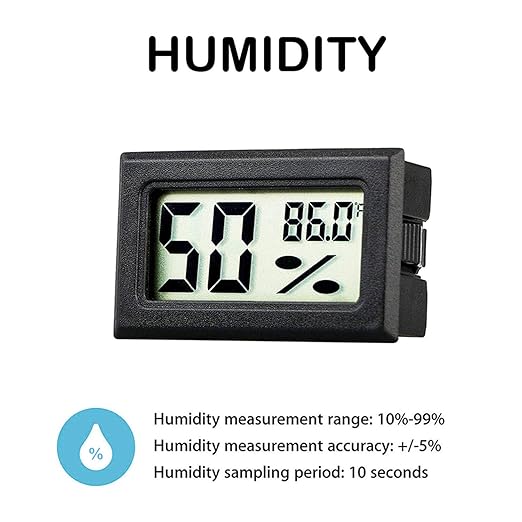 Mini Thermometer Hygrometer, Small Digital Electronic Temperature Humidity Meters Gauge Indoor LCD Display Fahrenheit for Humidors, Greenhouse, Garden, Cellar, Fridge, Mason Jar (5)