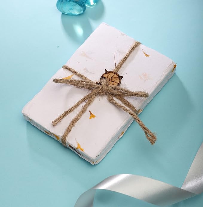 Wanderings Handmade Deckled Edge Paper with Real Flower Petal - 4"x6” - Thick 150 GSM - 50 Pack - Place Cards, Blank Name Cards for Table Setting, Gift Tags, Invitations, Save the Date, Greeting Cards