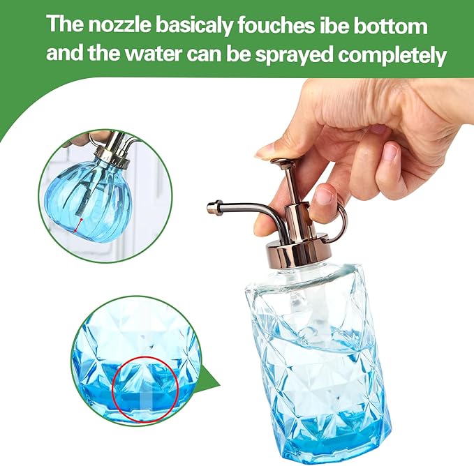 XXXFLOWER Upgraded Glass Plant Mister Spray Bottle 0.33L/11.15oz Decorative Spritzer Watering for Indoor House Plant Spritzer Succulent Watering Bottle