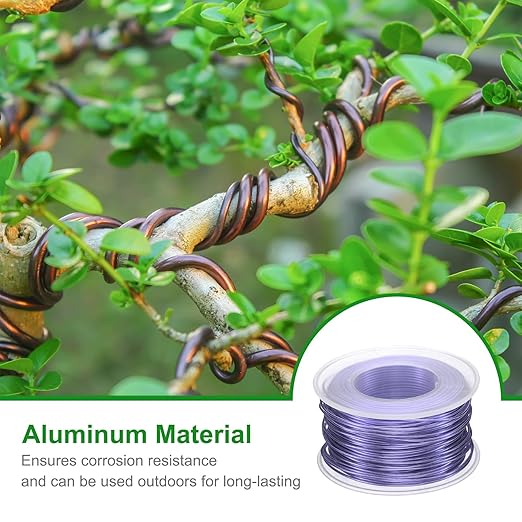 HARFINGTON Bonsai Wire Anodized Aluminum Training Wire Roll 1mm/18 Gauge 98ft Length Bendable Bonsai Tree Wire for Garden, Horticulture, Landscape, Planting, Purple