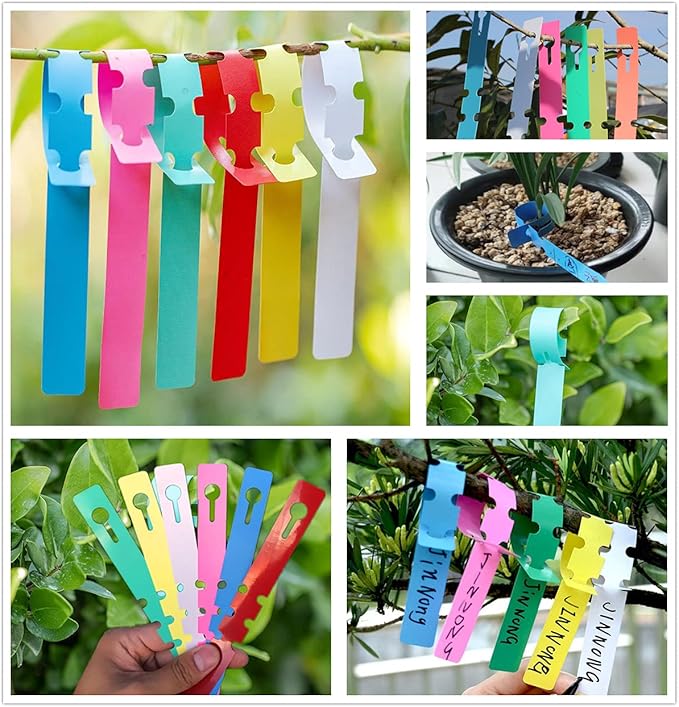 600 PCS Plastic Plant Tree Tags, 6 Color Plant Hanging Labels Outdoor Tags Wrap Around Plant Tree Markers, Hanging Adjustable Nursery Garden Labels and Waterproof Reusable Plant Tags Markers