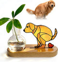 Handmade Dog Propagation Stations： Funny Hydroponic Vase with Wooden Stand for Indoor Plants, for Plant Lovers Women Mom, Office Desk & Home Decor