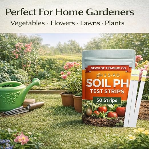 Soil pH Paper Test Kit – 50 Tester Strips (3.5-9 Range) – Use for Testing Garden Home Lawn Grass Vegetable Gardening Dirt Yard Compost Outdoor and Indoor Plants, Green