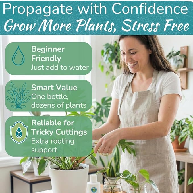 Houseplant Prop Drops - Propagation Promoter & Root Growth Hormone | Root Stimulator for Cuttings | Supports Stronger, Healthier Plants | Easy-to-Use Liquid Formula for Water & Soil Propagation | 8oz