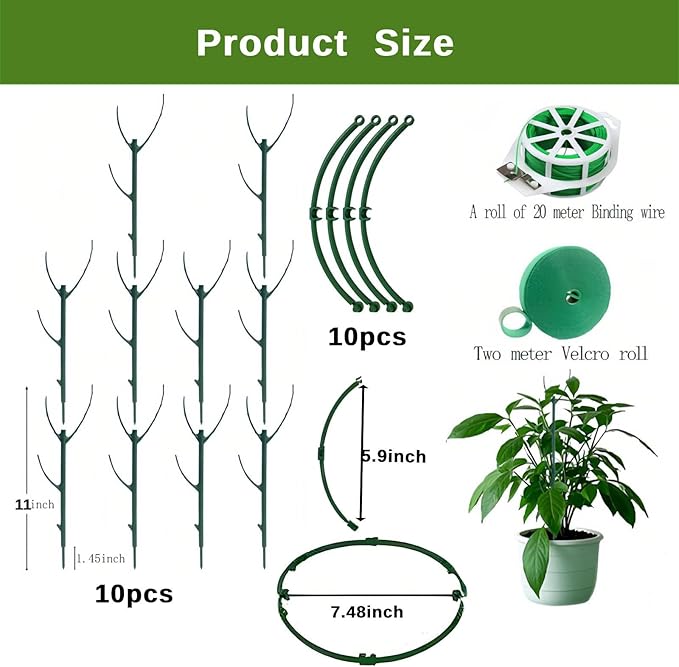 10 Pack Stackable Monstera Plant Support Stakes, Climbing Plants Support Monstera Trellis for Indoor, Alternative to Moss Pole (25inch/10 Pack)