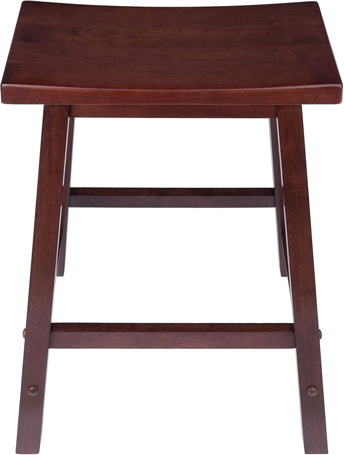 Winsome Satori Saddle Seat Counter Stool, 24" in Walnut, Classic Backless Bar Chairs for Kitchen & Dining Room Seating, Timeless Essential Furniture for Home, Dorm, Apartments