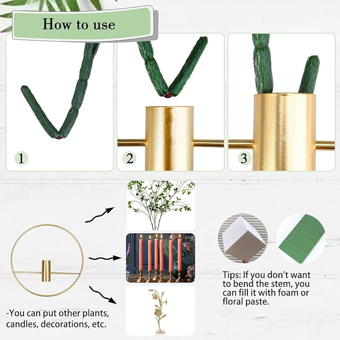 GREENTIME 2 Pack Hanging Plants Faux Eucalyptus with Gold Round Metal Hanging Vase for Teacher Appreciation Living Room Bedroom Boho Kitche Wall Shelf Outdoor