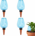 4 pcs Self Watering Globes for Indoor Plants - Top-Fill 11.8oz Blue Plant Watering Devices for Vacation, Plastic Watering Bulbs with Terracotta Spikes