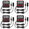 4Pcs Digital Thermometer and Humidity Thermometers Indoor and Outdoor Digital Temperature and Hygrometer Gauge with Probe for Reptile Terrarium Thermometer Pet Keeping