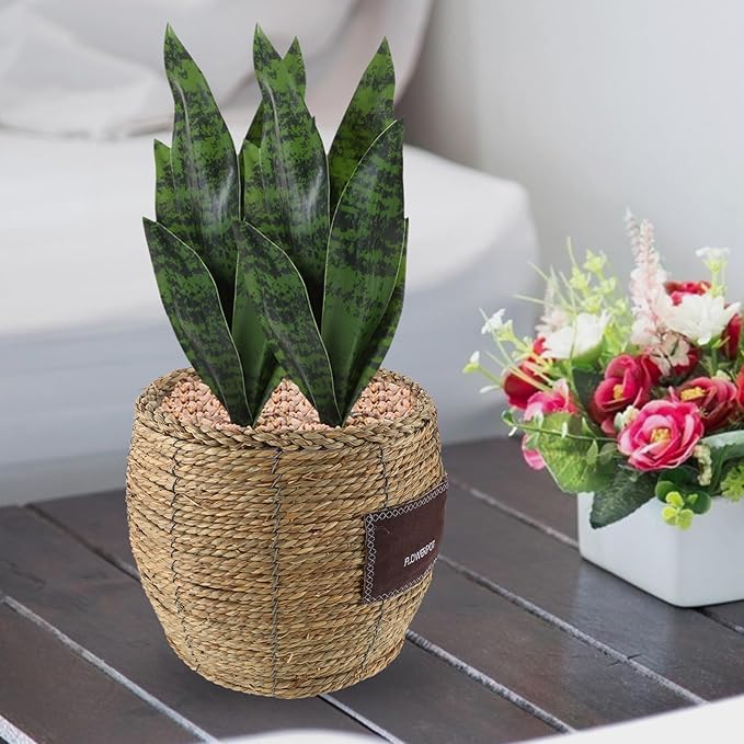 NUOBESTY Wicker Flower Basket Planter Indoor Outdoor Woven Plant Pot Medium Large Rattan Planter Basket for Home Garden Decorative Storage Holder