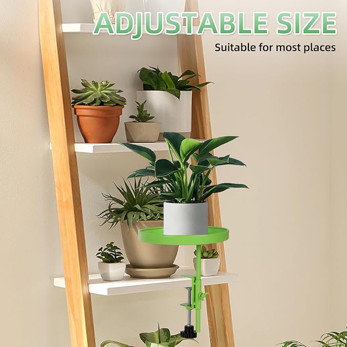 AQQHSAIN 2 Pcs Windowsill Clamp Tray Adjustable Metal Window Plant Shelves Stand Holder 7.9inch Window Planter Floating Shelves Windowsill Extension Tray for Indoor Plants Home Display Decor (Green)