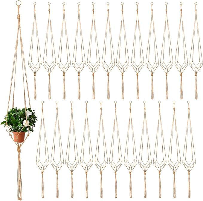 Newwiee 20 Pcs 48 Inches Macrame Plant Hangers Jute Rope Plant Holder Plant Hanger Indoor Rope Plant Hanger for Home Indoor Outdoor Garden Planter Flower Pot Holder Basket