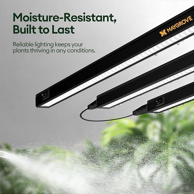 Maygrove Grow Lights for Indoor Plants, Sunlike Full Spectrum 5000K 1FT LED Growing Lamp 28W (4 x 7W), T5 Grow Light Strip for Seed Starting, Vegetables, Linkable, Black, 4-Pack