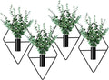 2 Pack Black Wall Decor Hanging Planters with Artificial Plants Metal Hanging Vase Indoor Plants Holder Modern Boho Wall Art for Bathroom Bedroom Living Room Office (Black, Eucalyptus)
