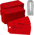 1000 Pack Rejected Tags with Wire - Red Defective Product Inspection Tags, Cardstock 4-3/4" x 2-3/8" for Manufacturing Quality Checks