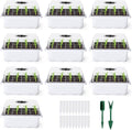 Delxo 10 Pack Seed Starter Kit with Humidity Domes - 120 Cells Seedling Trays with Adjustable Vents & Base - Reusable Plant Germination Trays for Seed Starting - Includes Plant Tags & Garden Tools