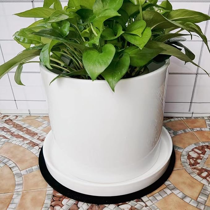 Yukfona Ceramic Plant Saucer Pot Tray 12 Inch, Planter Saucers 4 5 6 7 8 9 10 11 12 Inch for Indoors Outdoor, Durable Sturdy Flower Drainage Tray for Glazed Pots Base (12.5 Inch-White)
