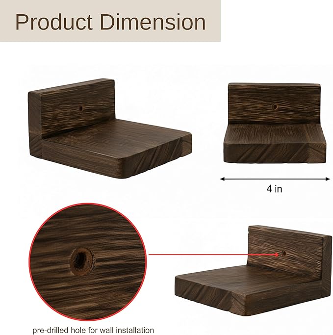LaLaGreen Wood Planter Box for Indoor Plants (6 Pack) Wooden Wall Hanging Planters for Dried Flowers, Modern Farmhouse Wall Mount Greenery Decor Living Room, Bedroom, Kitchen, Office Home Garden