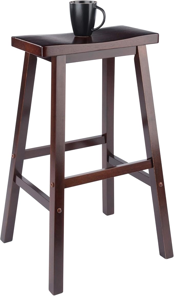 Winsome Satori Saddle Seat Counter Stool, 29" in Black, Classic Backless Bar Chairs for Kitchen & Dining Room Seating, Timeless Essential Furniture for Home, Dorm, Apartments