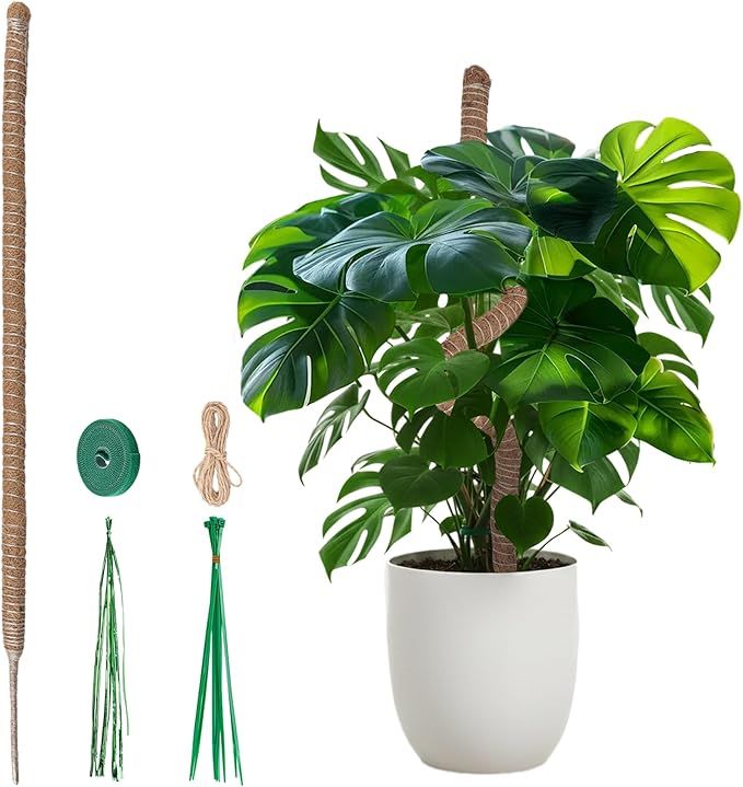 Mcbazel 47 Inch Moss Pole for Plants Monstera, Monstera Plant Support Stick, Bold Version Bendable Moss Poles Plant Support Stick for Large Climbing Plants, Stick Support Stake Kit for Potted Plants