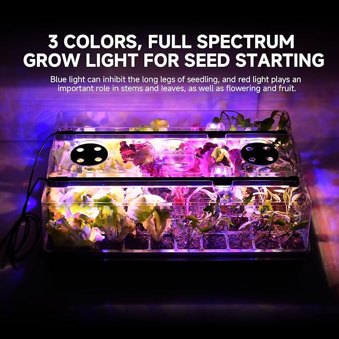 Adawook Seed Starter Trays with Grow Lights, Color Change Grow Lights for Seed Starting Kit, 3 Timming Set, Indoor Plant Growing Kit for Gardeners, Germination Trays Kits, Gardening Gifts (60 Cells)