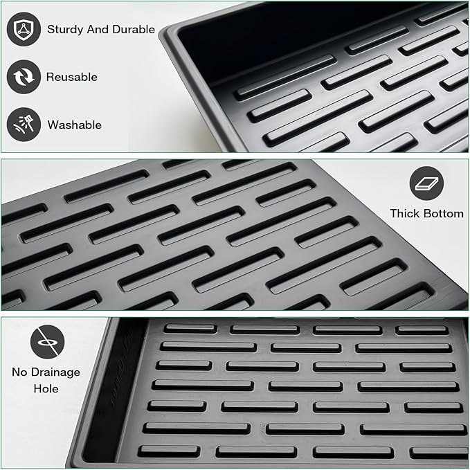 RooTrimmer Seed Starter Tray, 5 Packs Plant Tray, Durable Plastic Growing Trays, Stackable Seedling Starter Trays Perfect for Indoor, Outdoor, Greenhouses, 16.5" L x 13.2" W x 2.8" H - Black