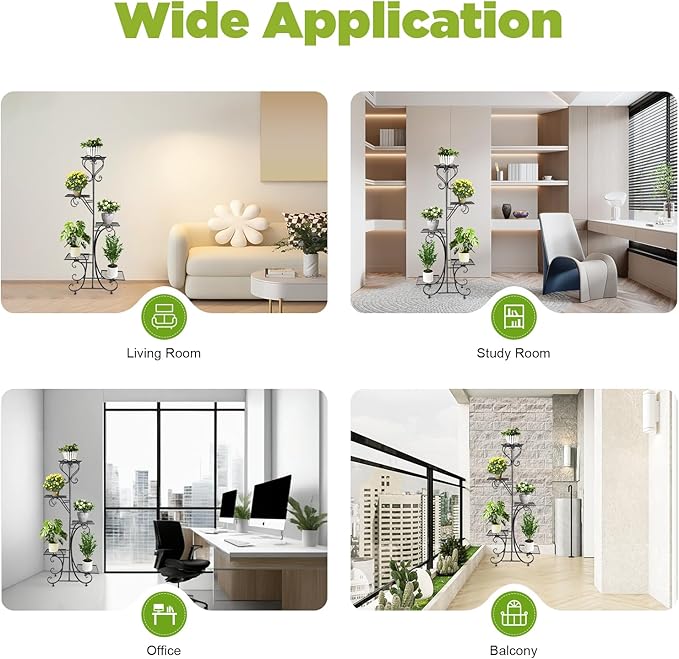 5 Tier Plant Stand Indoor Outdoor, Tall Flower Display Stand, Multi-Tiered Plant Rack Shelf for Plants, Corner Plant Stand for Indoor Plants Multiple, Tiered Plant Shelves for Balcony, Living Room,Sunroom,Their Patio,etc.